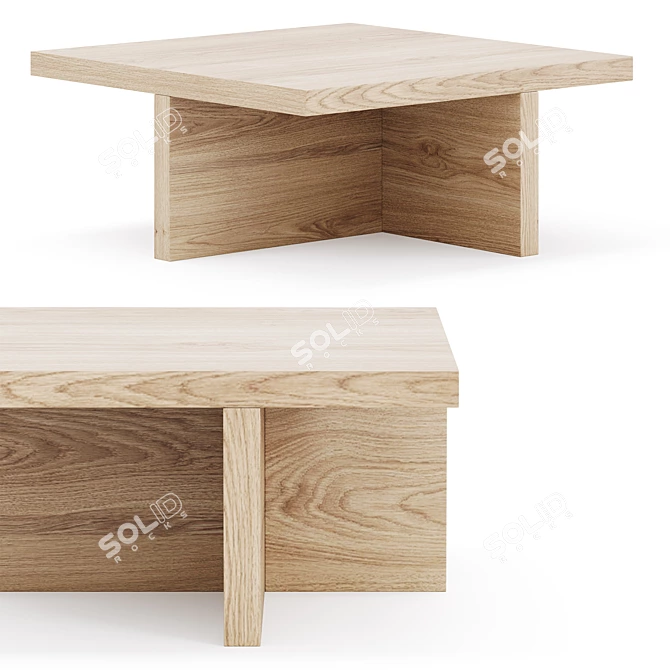 Modern Square Black Oak Coffee Table 3D model image 2