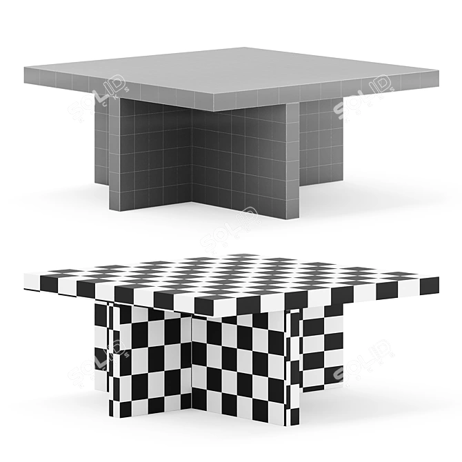 Modern Square Black Oak Coffee Table 3D model image 3