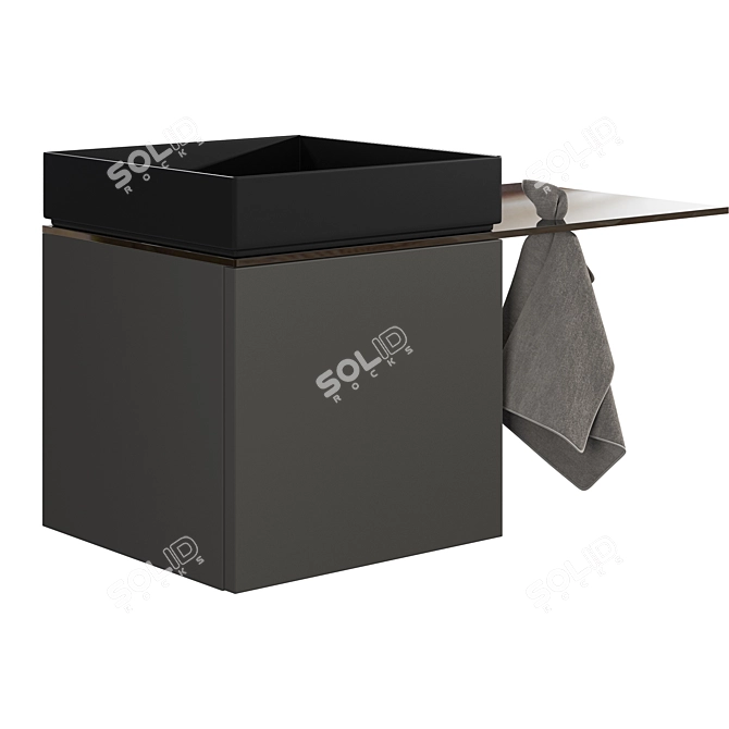 Compact Glass Top Washbasin Cabinet 3D model image 1