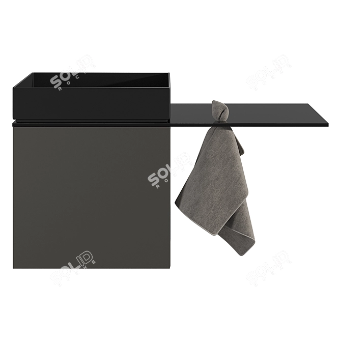 Compact Glass Top Washbasin Cabinet 3D model image 2