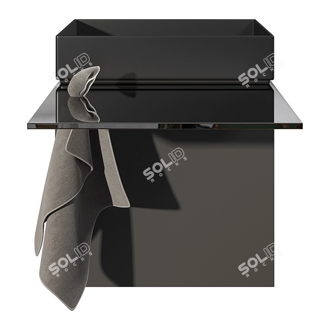 Compact Glass Top Washbasin Cabinet 3D model image 3