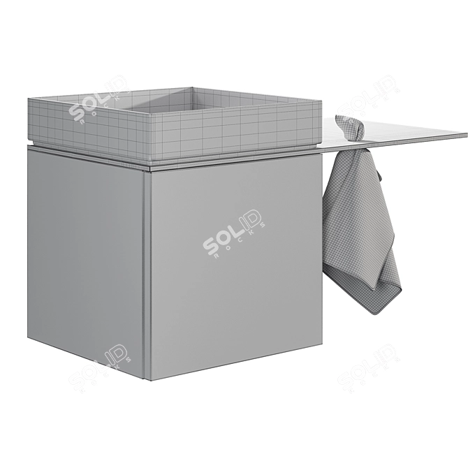 Compact Glass Top Washbasin Cabinet 3D model image 4