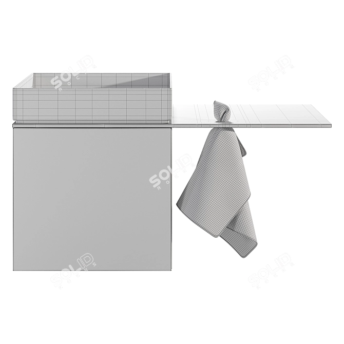 Compact Glass Top Washbasin Cabinet 3D model image 5