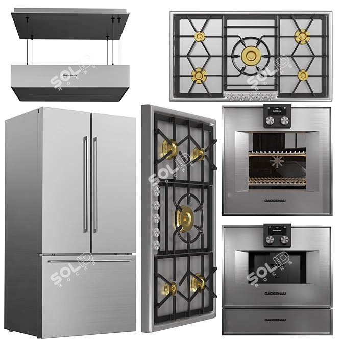 Gaggenau Silver Kitchen Appliance Set 3D model image 1