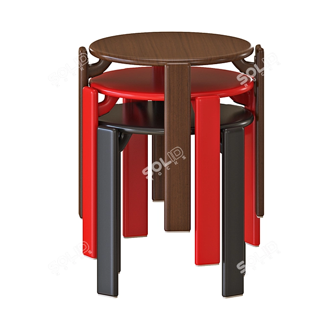 Modern Rey Stools Set 3D model image 5