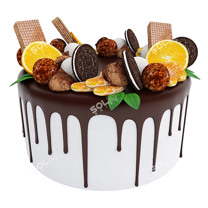 Oreo Cake & Citrus Slices 3D model image 1