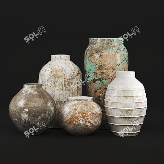 Artisan Concrete Vase: Textured Detail 3D model image 1