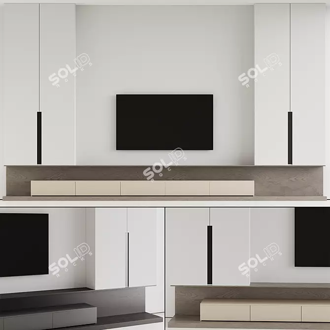  Dual Tone TV Wall Panel 3D model image 1