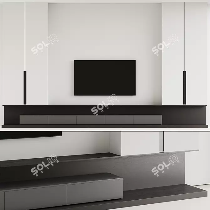  Dual Tone TV Wall Panel 3D model image 2