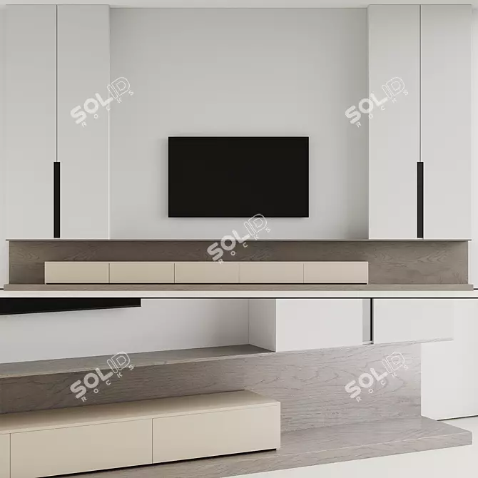  Dual Tone TV Wall Panel 3D model image 3