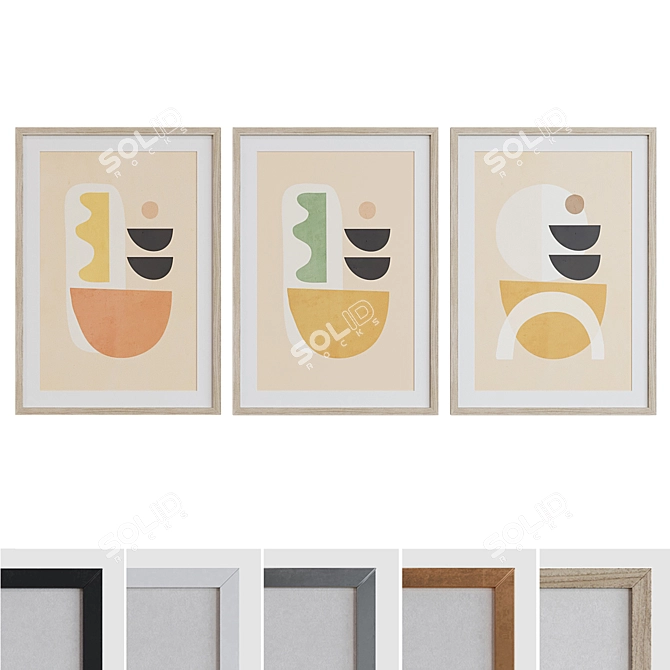 Modern Abstract Picture Frame Set 3D model image 1