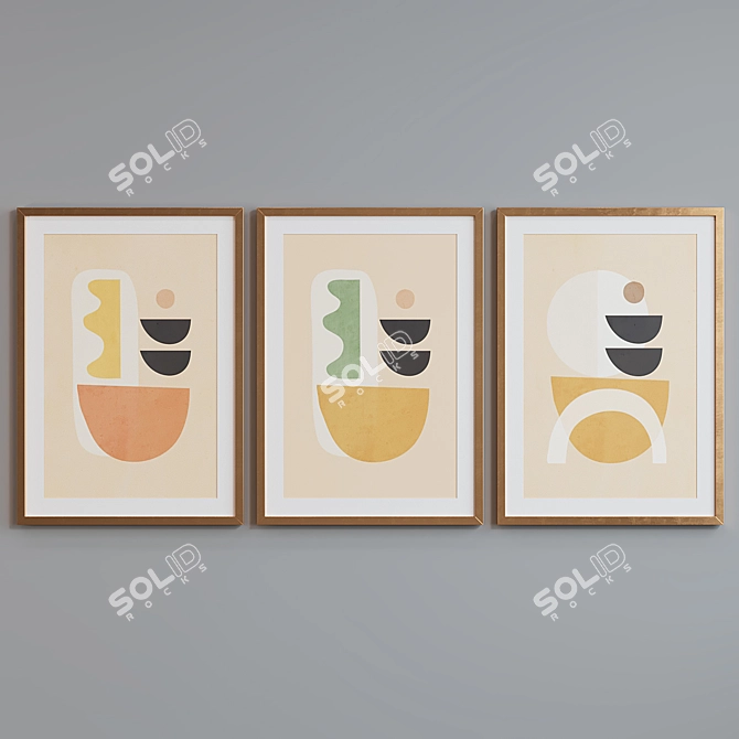 Modern Abstract Picture Frame Set 3D model image 2