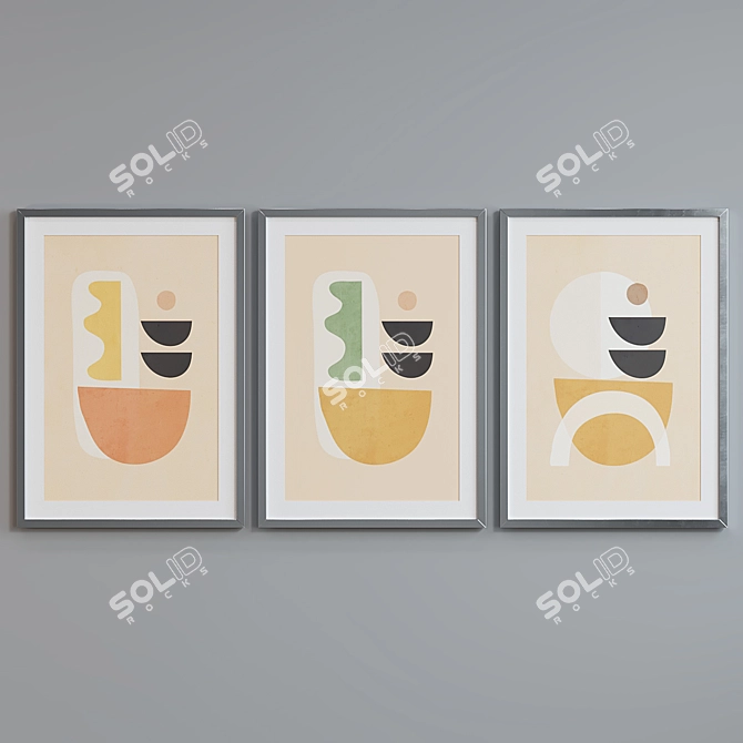 Modern Abstract Picture Frame Set 3D model image 3