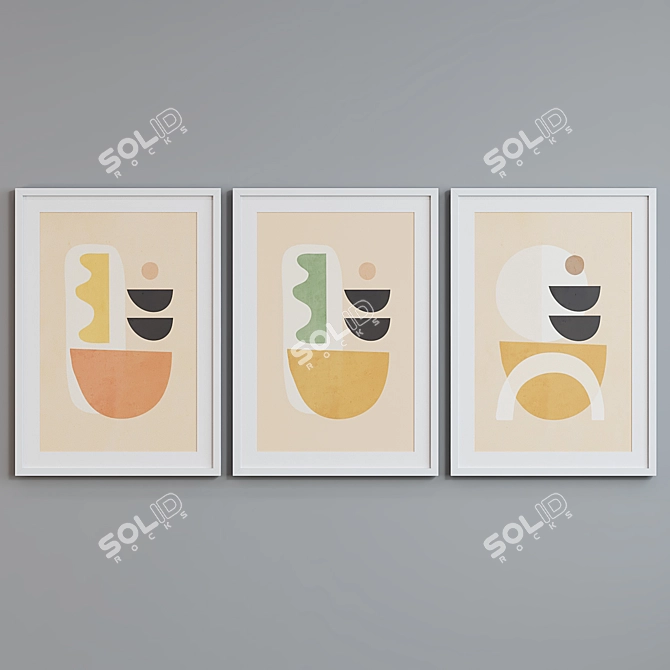 Modern Abstract Picture Frame Set 3D model image 4