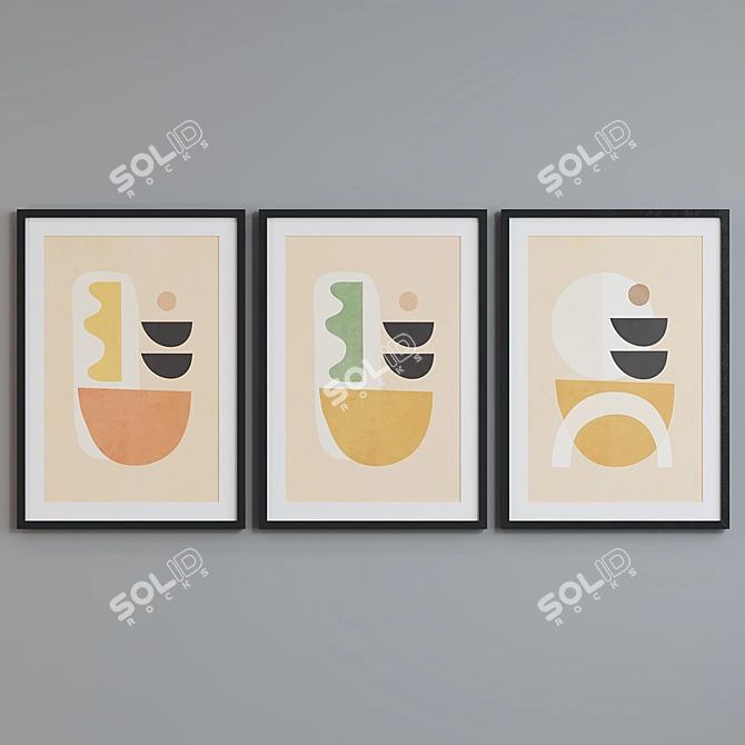 Modern Abstract Picture Frame Set 3D model image 5