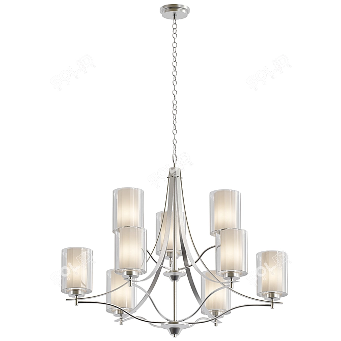 Brushed Nickel Chandelier Luminaire 3D model image 1