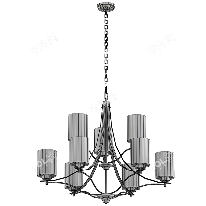 Brushed Nickel Chandelier Luminaire 3D model image 2