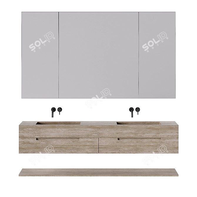 Luxury Travertine Bathroom Furniture 3D model image 5