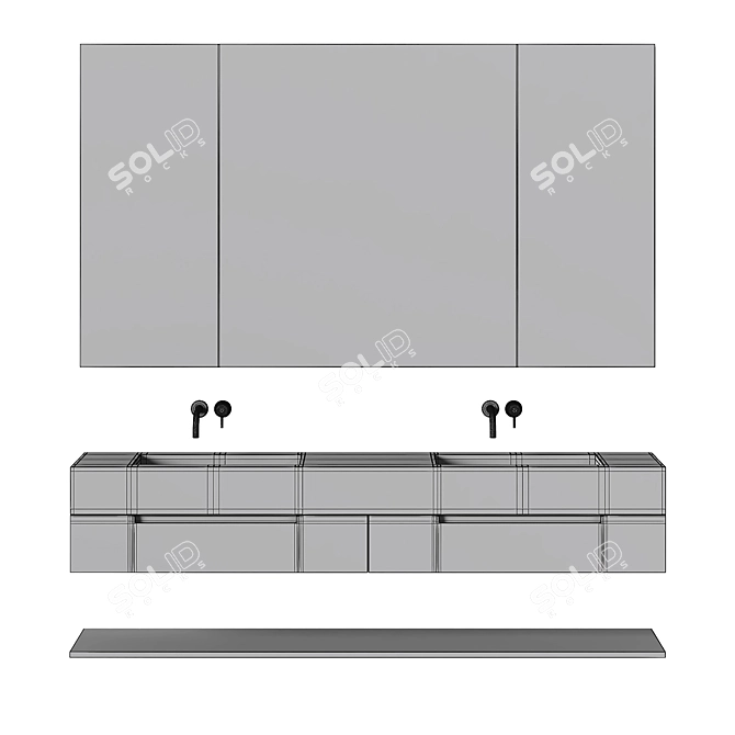 Luxury Travertine Bathroom Furniture 3D model image 6