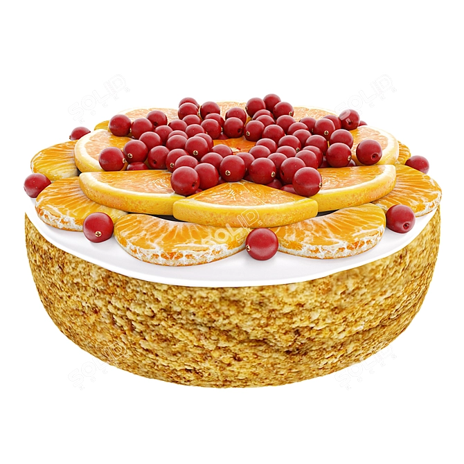 Cake 3D Model Tangerine Cranberries 3D model image 1