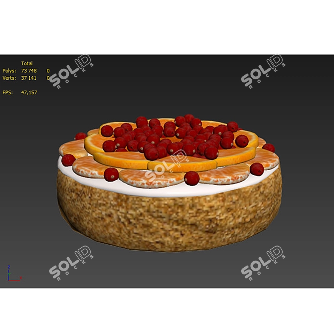 Cake 3D Model Tangerine Cranberries 3D model image 5