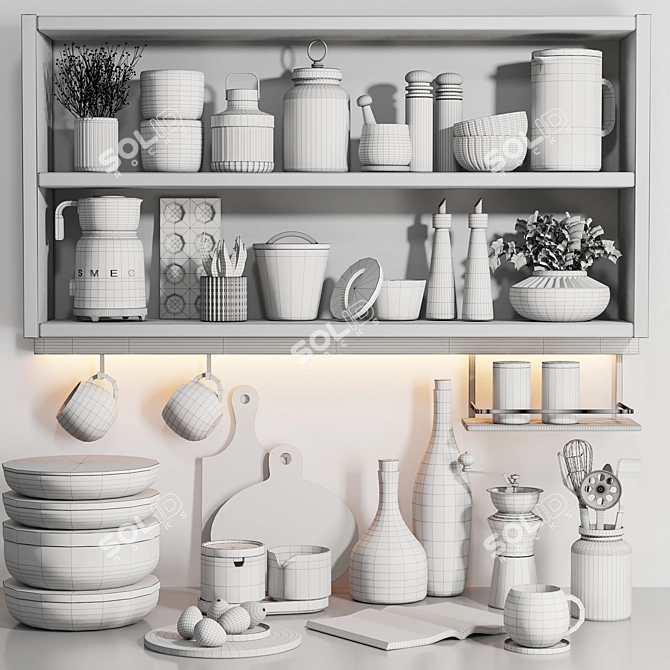 High-Quality Kitchen Accessories Set 3D model image 6