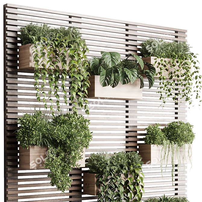 Wooden Frame Plant Partition Display 3D model image 4