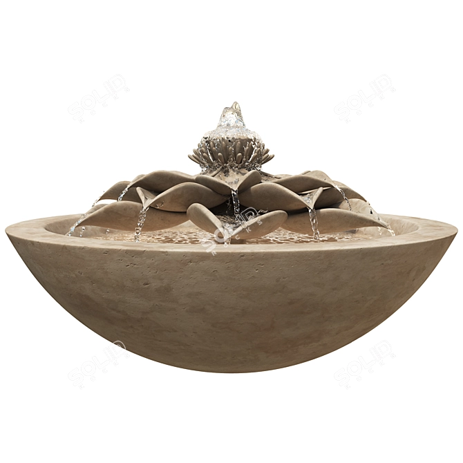 Lotus Fountain Bowl 3D Model 3D model image 3