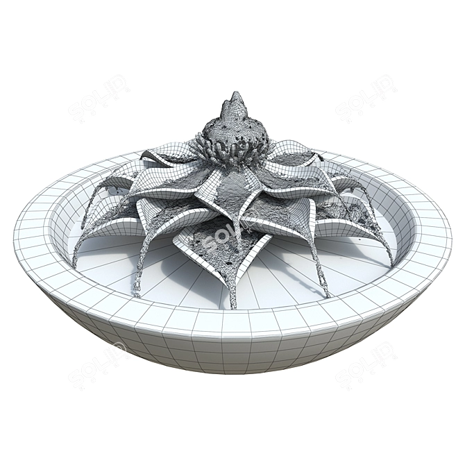 Lotus Fountain Bowl 3D Model 3D model image 5