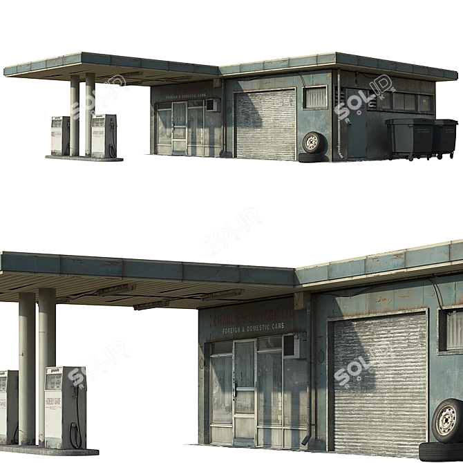 Vintage Gas Station Model 3D model image 2