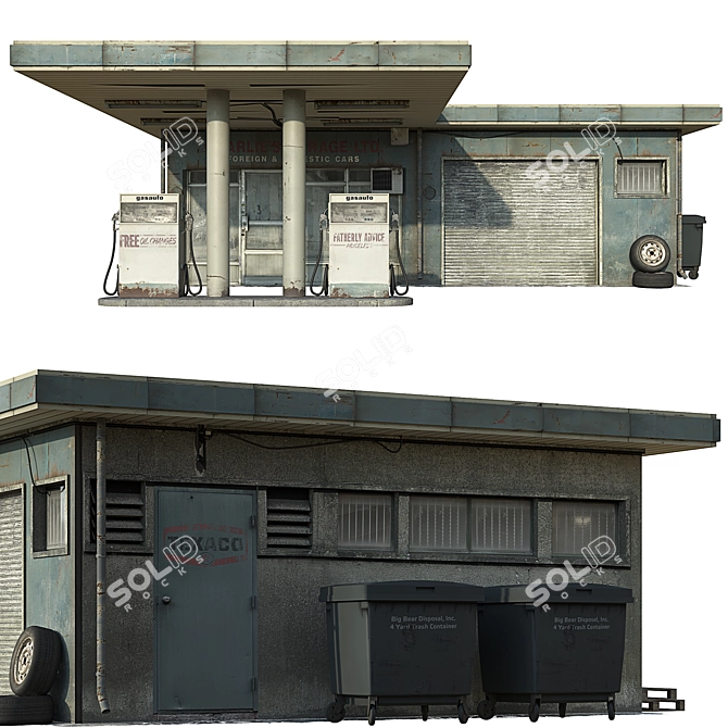 Vintage Gas Station Model 3D model image 3