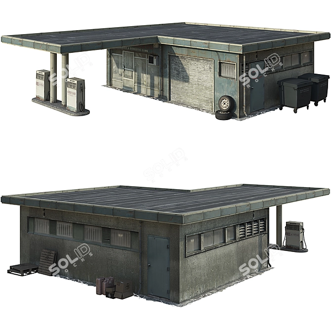 Vintage Gas Station Model 3D model image 5