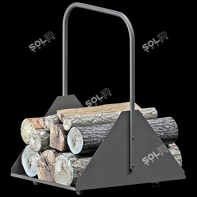 Portable Firewood Stand Rack Organiser 3D model image 1