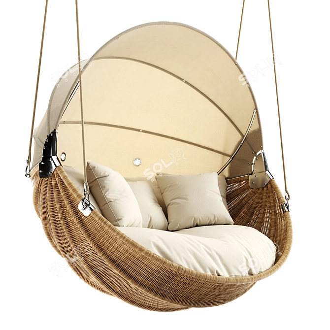 Rustic Rattan Swing Furniture 3D model image 1