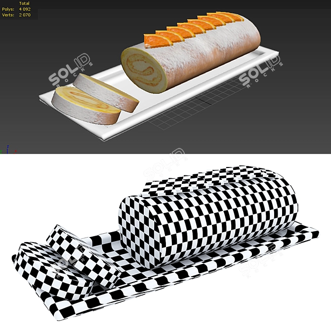 High-Quality Orange Roll 3D Model 3D model image 5