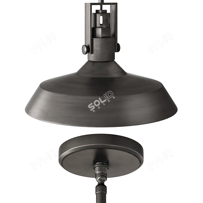 Modern Metal Shade Pendant Fixture 3D model image 2