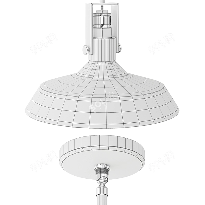 Modern Metal Shade Pendant Fixture 3D model image 4