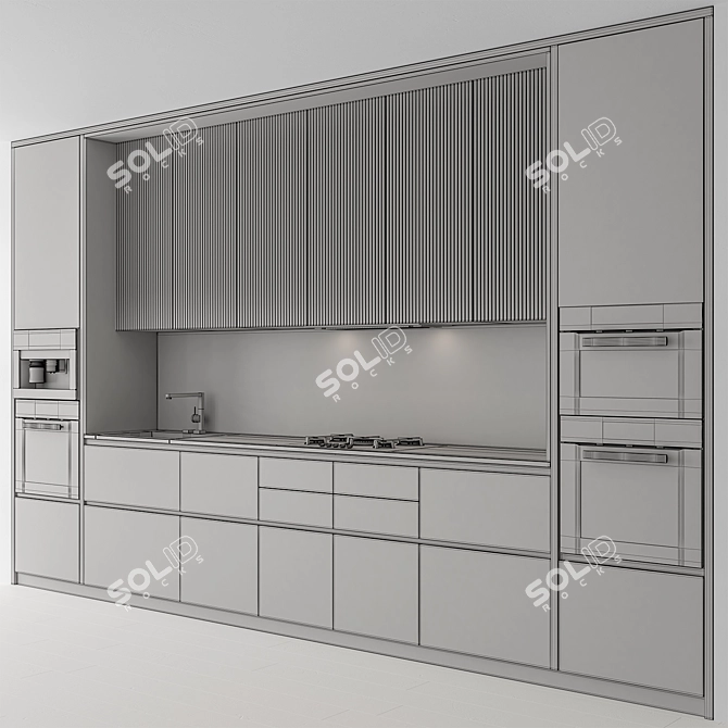 Sleek Gray & Black Kitchen Cabinets 3D model image 5