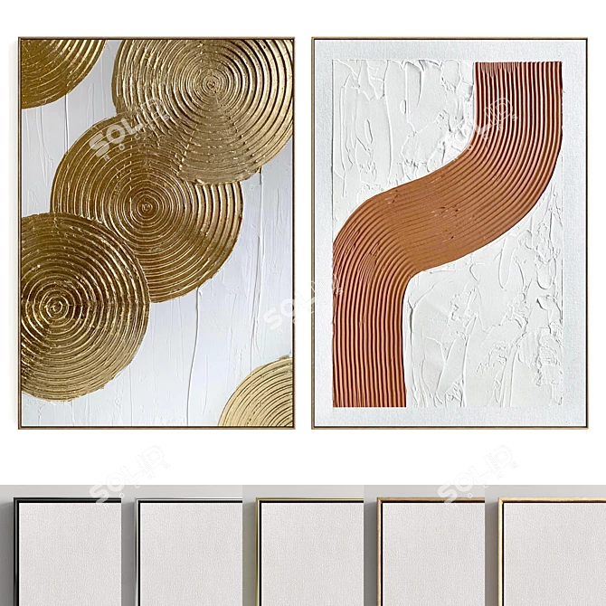 Dual Frame Plaster Artwork Set 3D model image 1