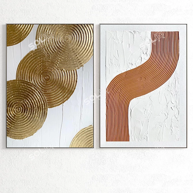 Dual Frame Plaster Artwork Set 3D model image 2