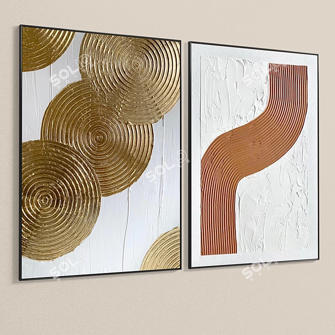 Dual Frame Plaster Artwork Set 3D model image 5