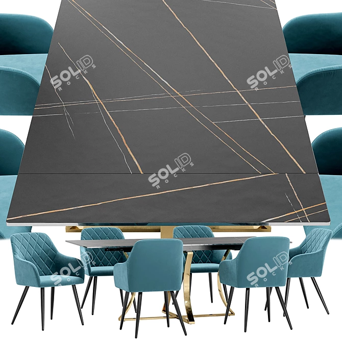 Robert Dining Chair and DT Table 3D model image 2