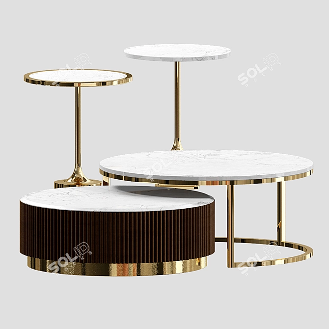 Rose Gold Coffee Tables 3D model image 2