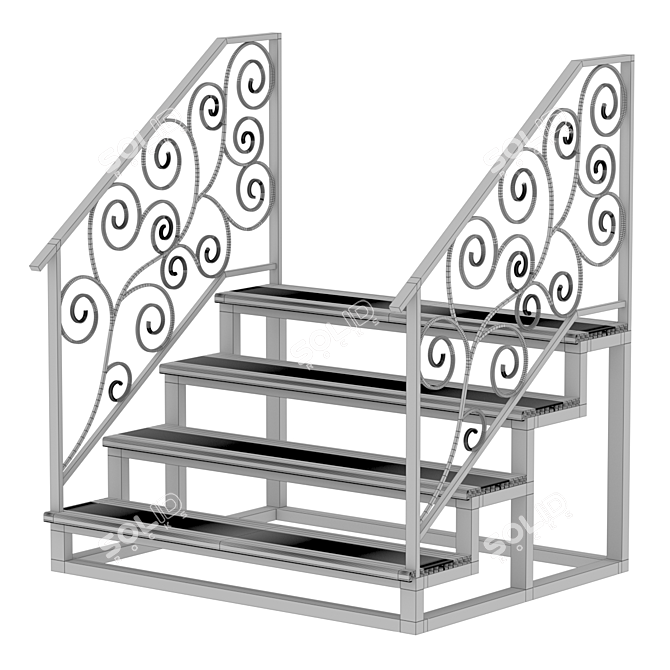 Forged DPC Step Metal Staircase 3D model image 4