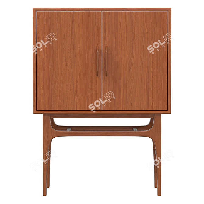 Vintage Walnut Finish Bar Furniture 3D model image 2