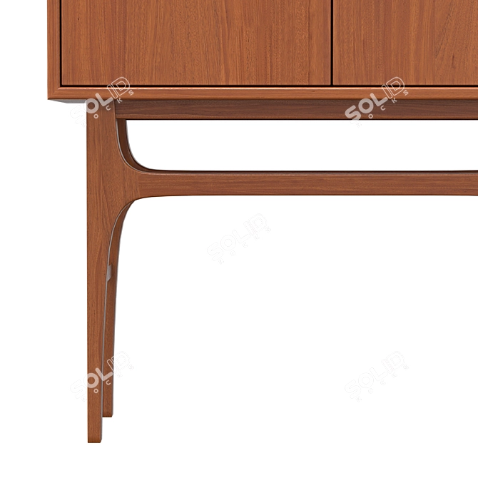 Vintage Walnut Finish Bar Furniture 3D model image 3