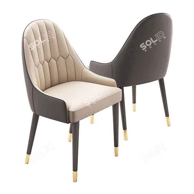 Modern Suede Leather Dining Set 3D model image 2