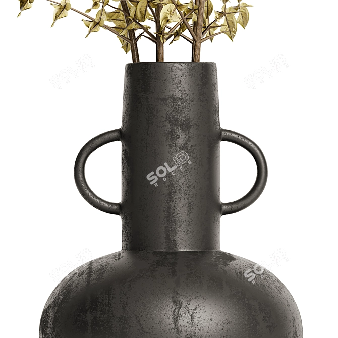 Modern Black Vase Set 3D model image 2