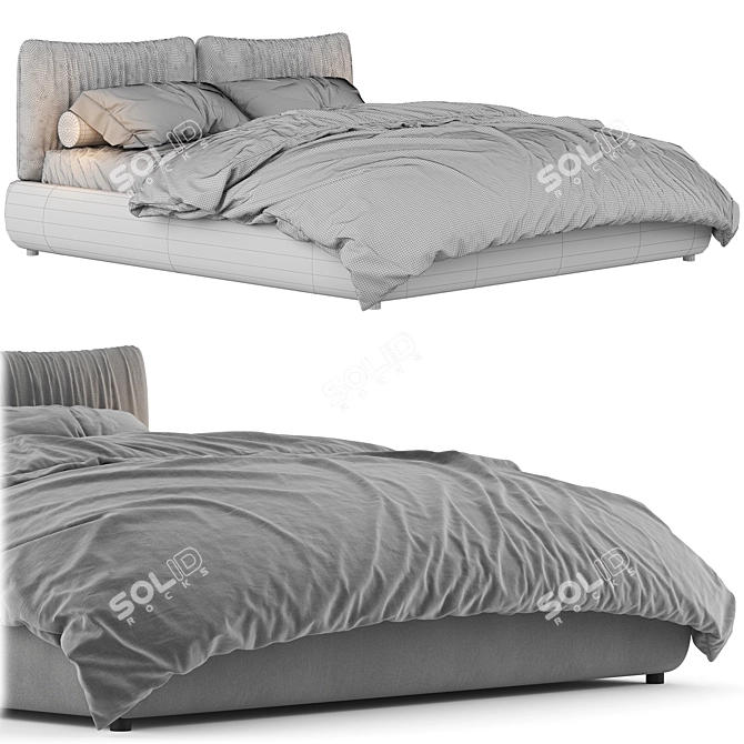 Modern Poliform Dream Bed Collection 3D model image 2