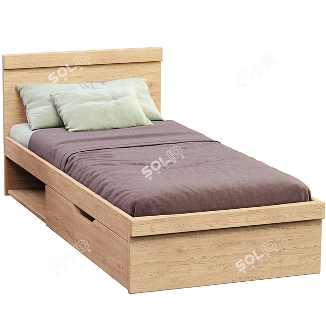 Modern Oskar Single Bed Frame 3D model image 4